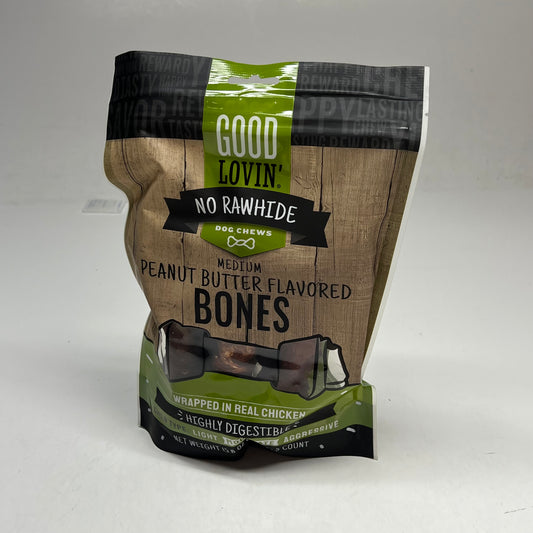 GOOD LOVIN (2 PACK) No Rawhide Medium Peanut Butter Flavor Bones 15.8oz BB 03/28