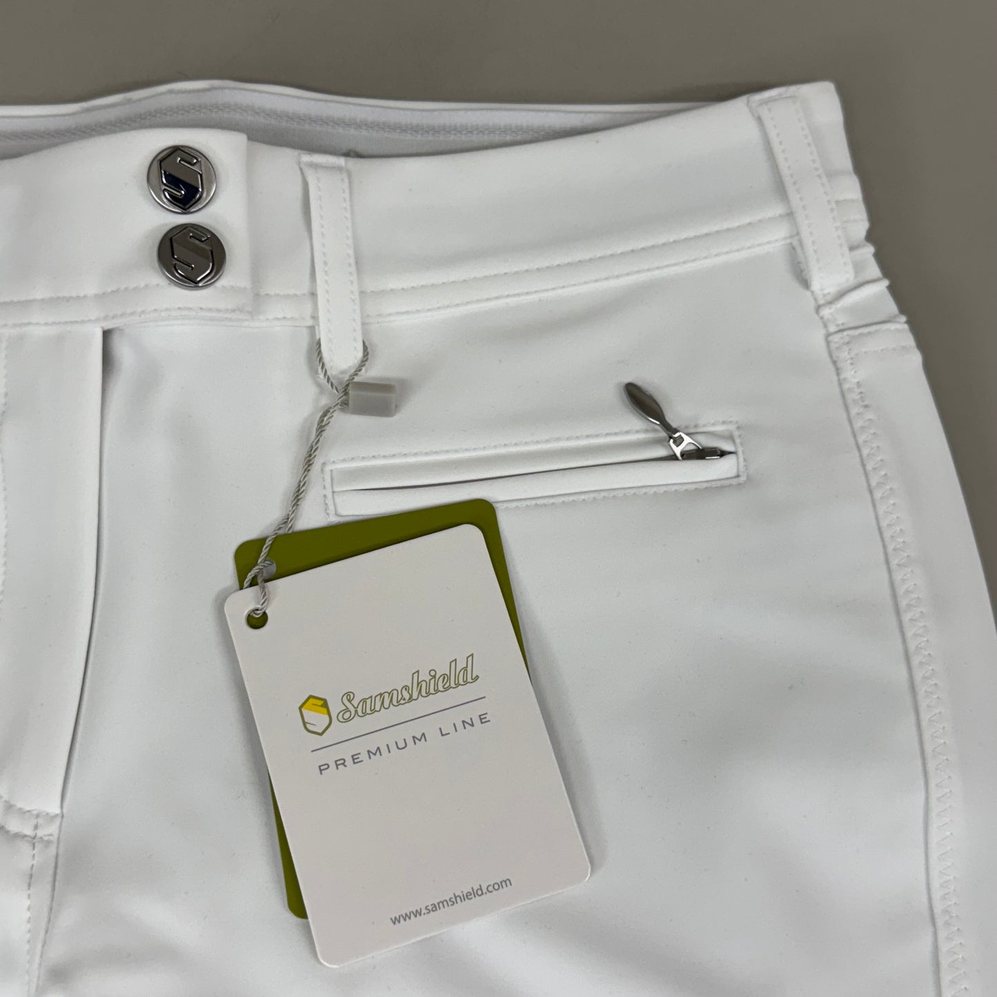 SAMSHIELD Adele Premium Equestrian Pants Women's Sz US 26, UK 8, FR 36 White Cosmic Nights