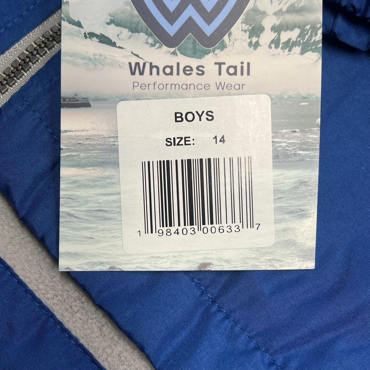WHALES TAIL PERFORMANCE WEAR Fleece Lined Windbreaker Jacket Boy's Sz 14 Blue