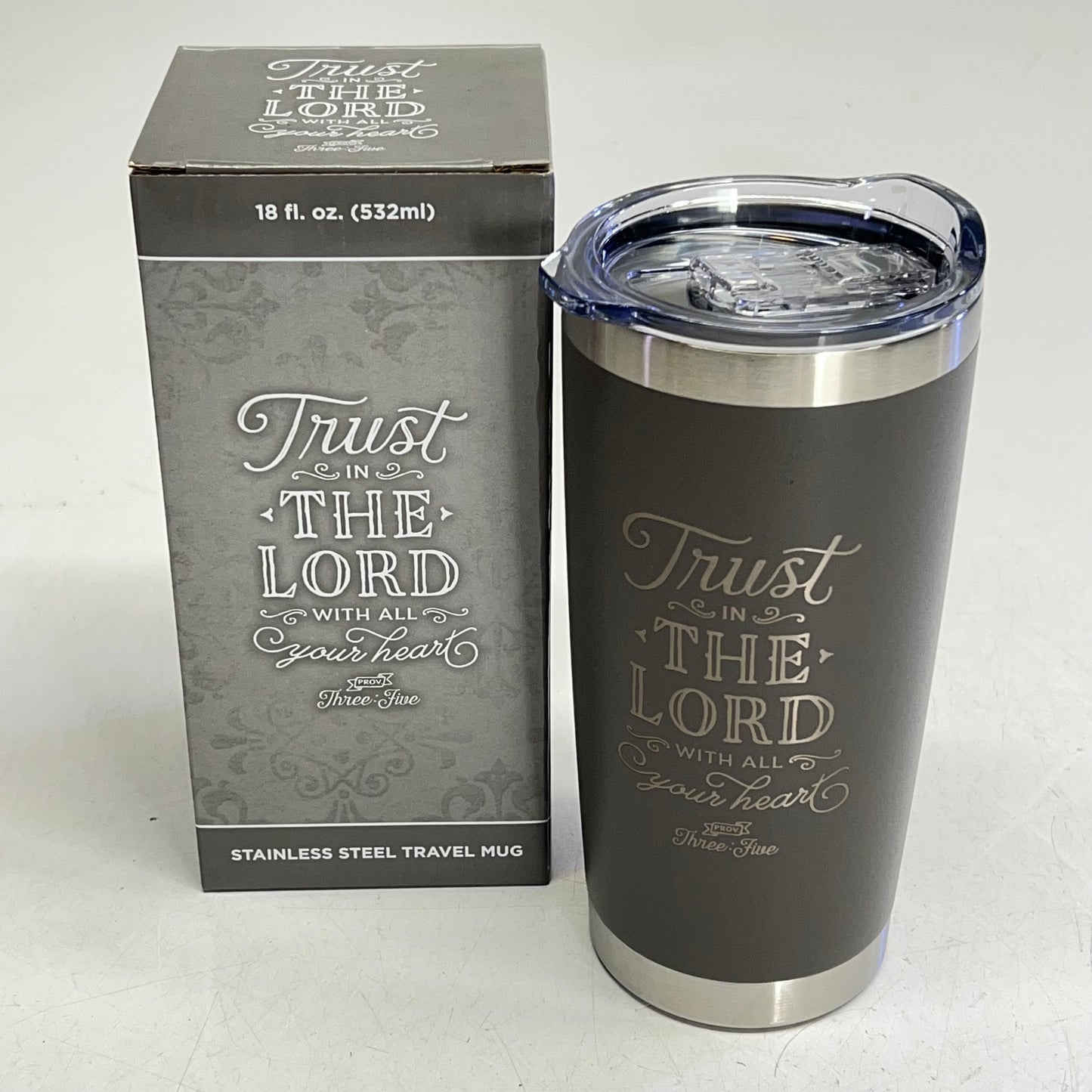 CHRISTIAN ART GIFTS Trust in the Lord Stainless Steel Mug 18 oz Taupe SMUG191