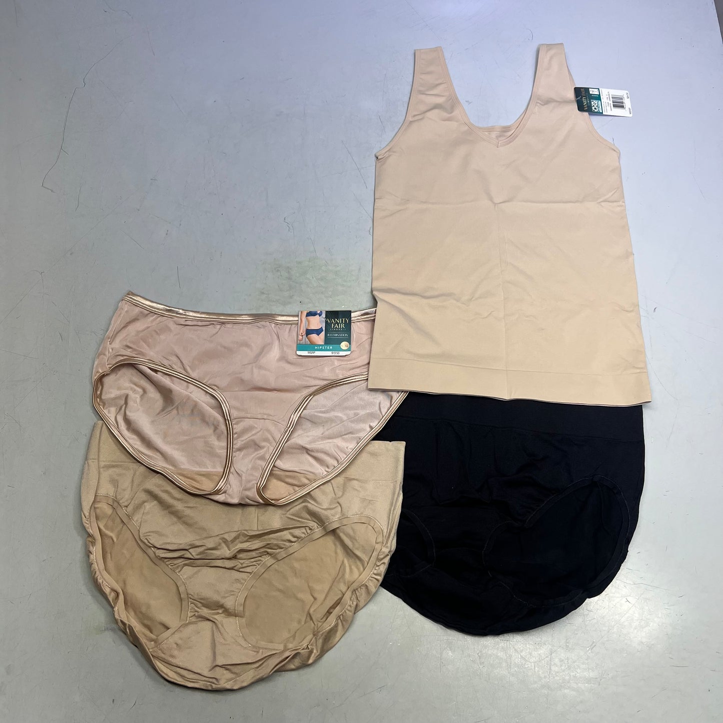 ZA@ VANITY FAIR Lot Of Assorted Bras, Tummy Control Tank Tops & Underwear Women's Varity of Sizes Tan/Black