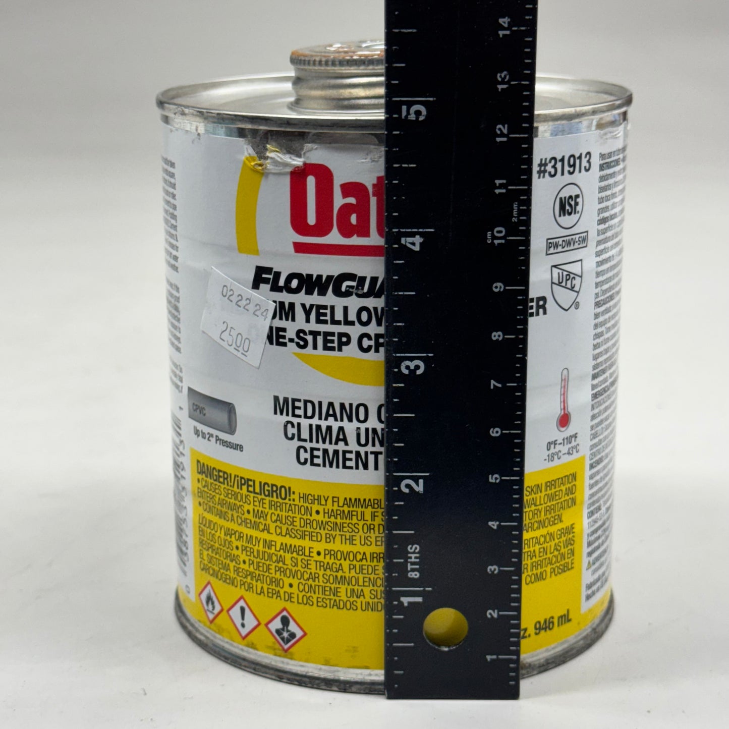 OATEY FlowGuard Gold Medium Yellow All Weather One-Step CPVC Cement 32 oz 31913