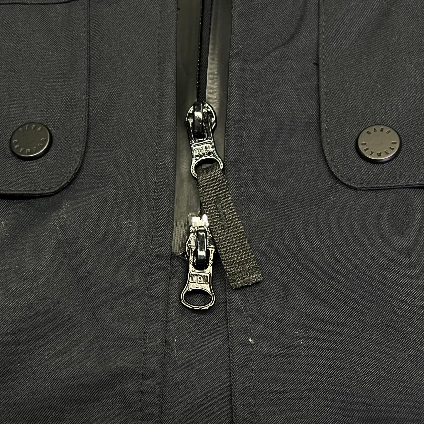 BARO Hooded Zip Closure Waterproof Drywear Long Trench Coat Unisex Sz M Black