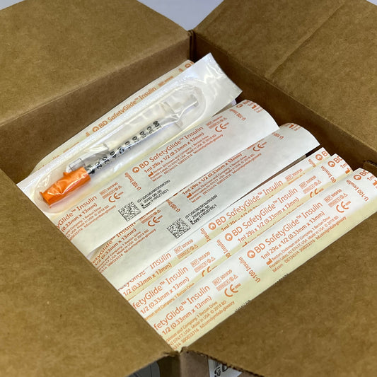 BD SAFTEY GLIDE (100 PACK) Insulin Syringe w/ Safety Guide 1 ML 1/2" 29ga 305930