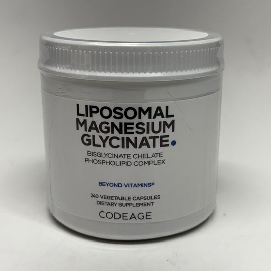 CODEAGE (240 Vegetable Capsules) Liposomal Magnesium Glycinate - Bisglycinate Chelate & Phospholipid Complex BB 11/28