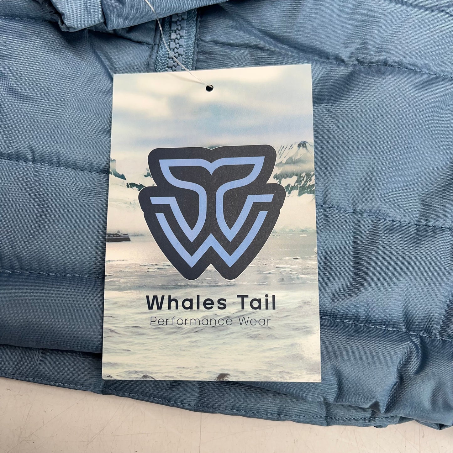 WHALES TAIL Fleece Lined Hooded Full Zip Up Winter Coat  Boy's Sz 6 Dusty Blue
