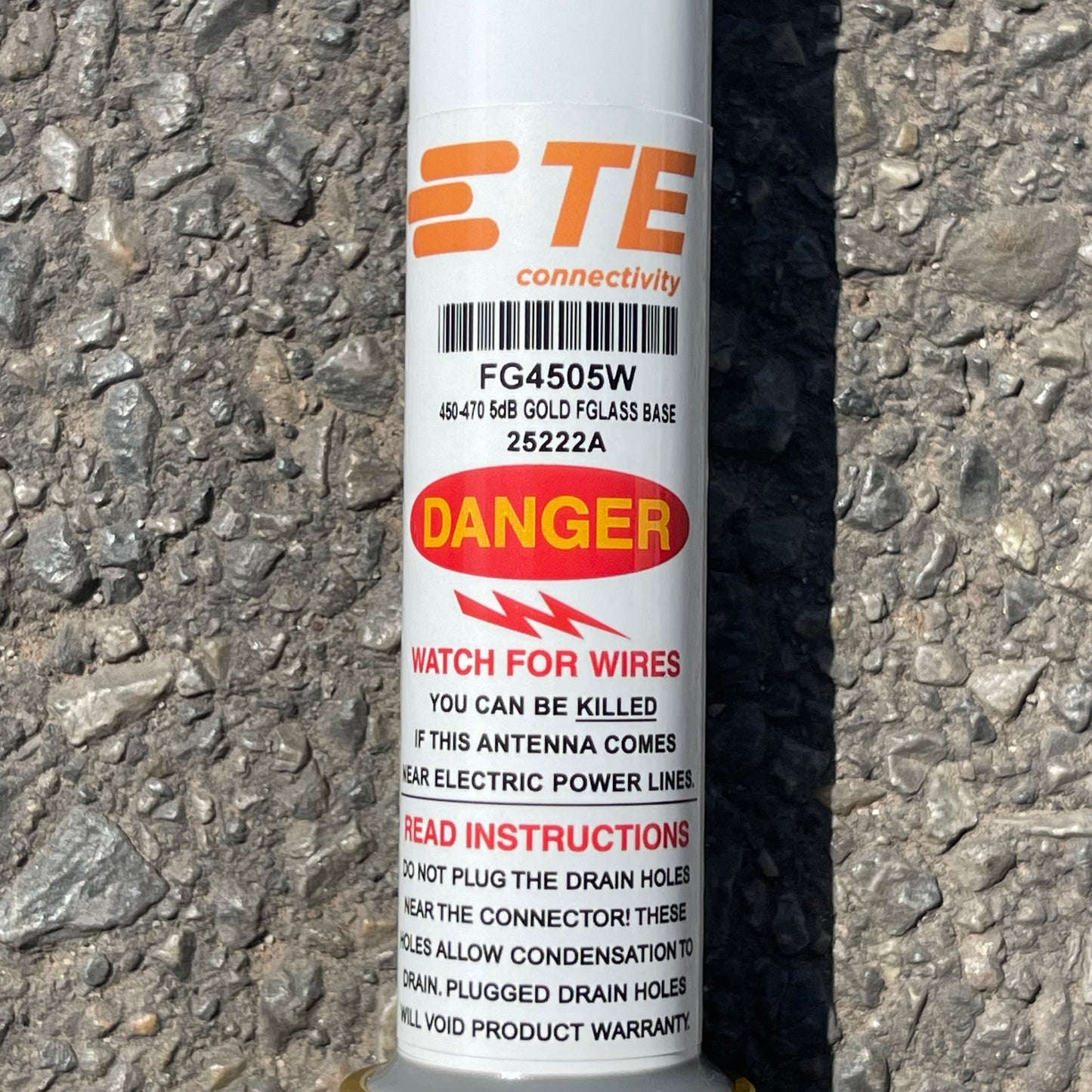 Z@ TE CONNECTIVITY Fiberglass UHF Antenna 80"x1.5" White & Gold FG4505W (New)