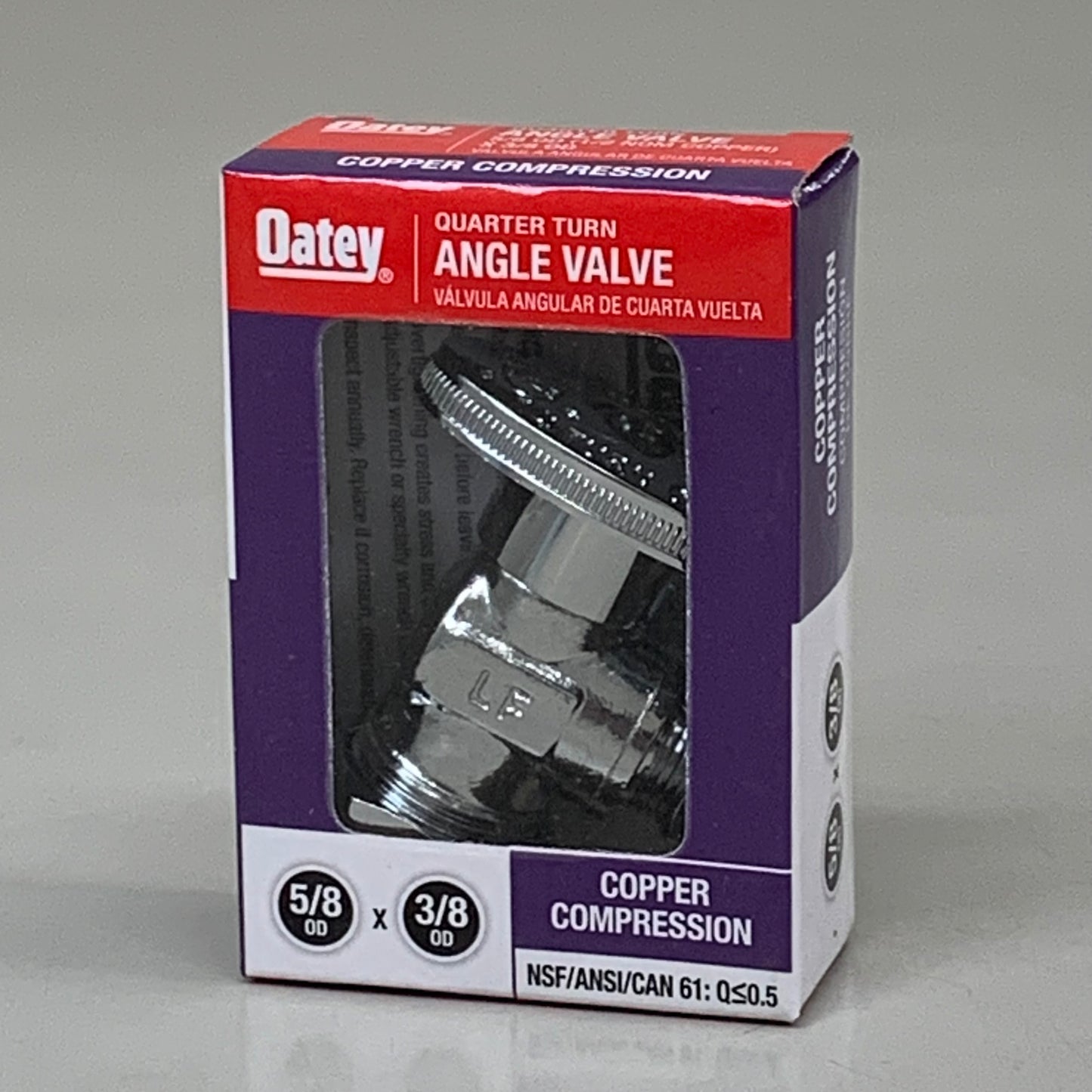 OATEY (2 PACK) Quarter Turn Angle Valve 1/2 NOM Copper 5/8 X 3/8 4701PCLF