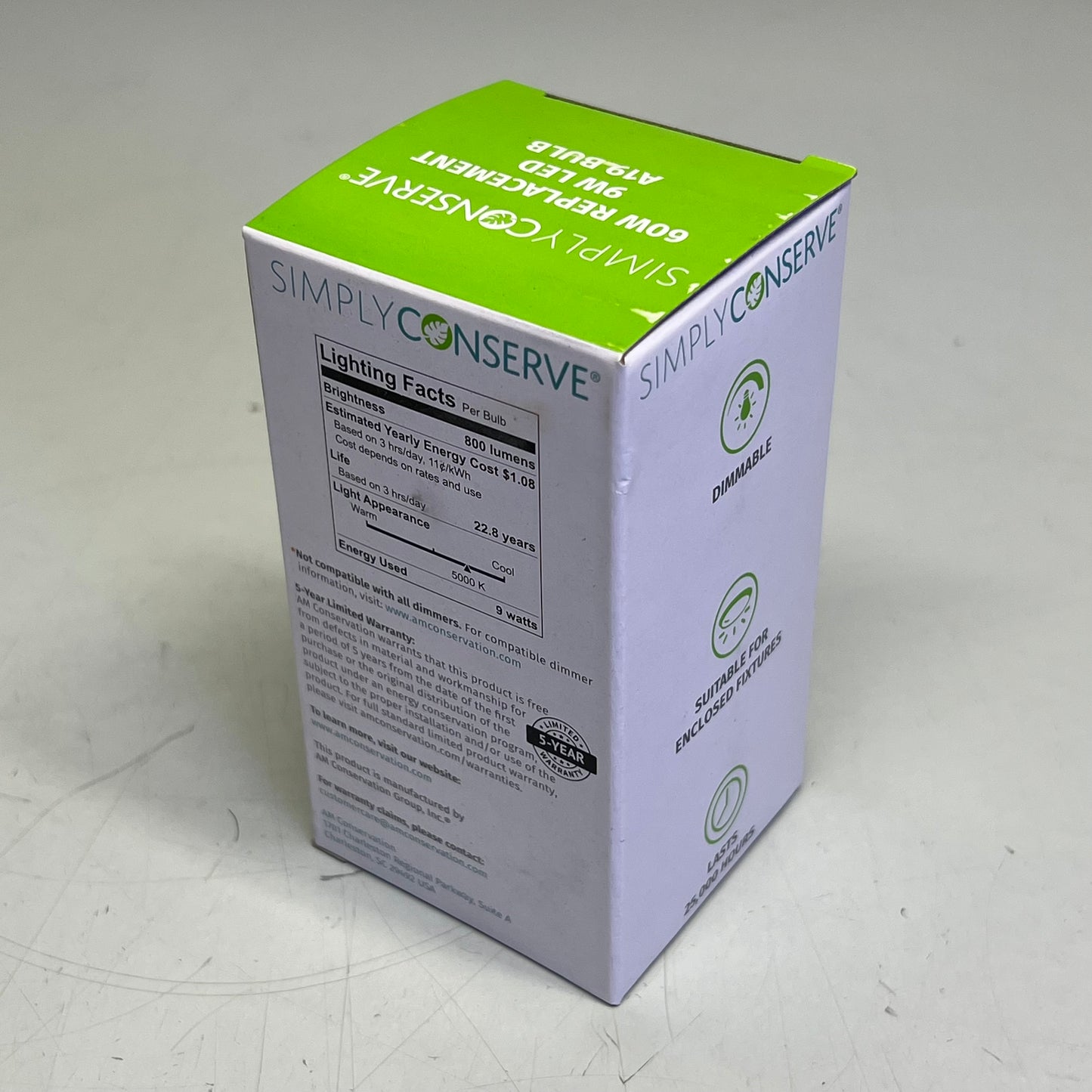 SIMPLY CONSERVE (3 PACK) LED Light Bulb 800 Lumens Daylight L09A1950KENCL