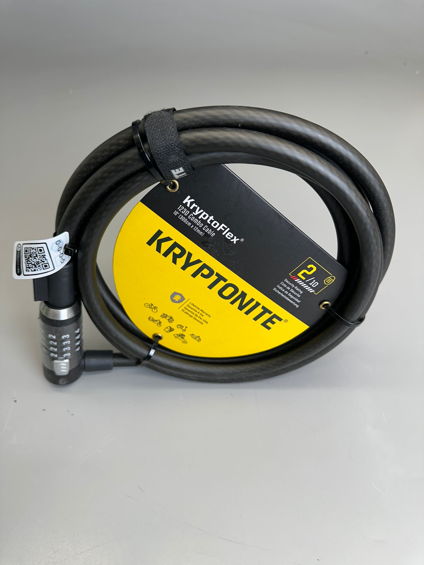 KRYPTONITE KryptoFlex Bike Lock Braided Steel Cable 10FT Long 12mm Thick