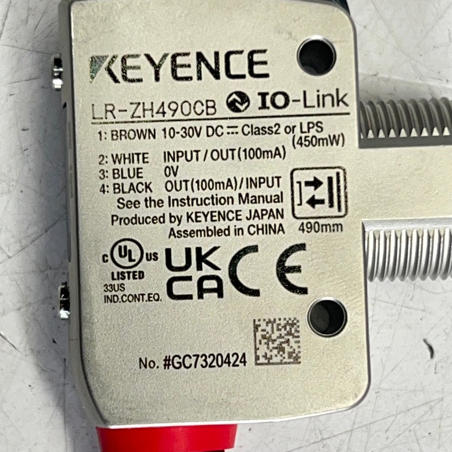 KEYENCE M18 Threaded Mount W/ M12 Connector Laser Sensor LR-ZH490CB