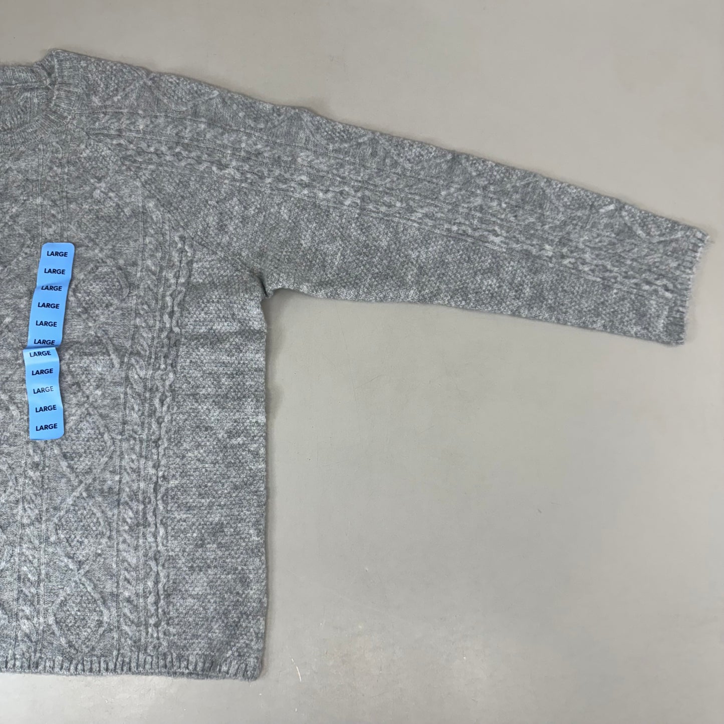 VINCE CAMUTO Cable Knit Sweater Women's Sz-L Light Heather Grey SC2895