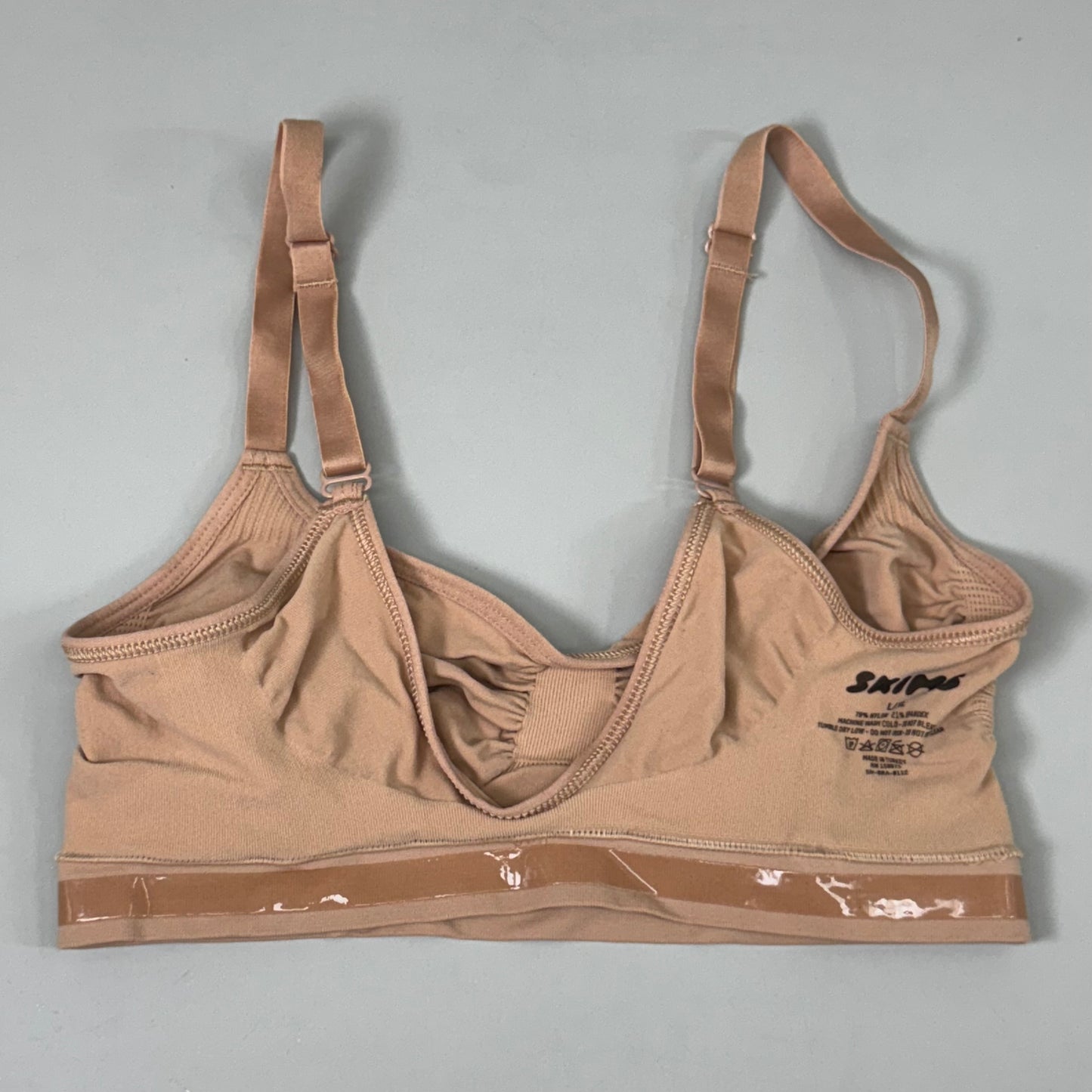 SKIMS Strong Support Seamless Bralette Pique Stitching Women's Sz L/XL Ochre