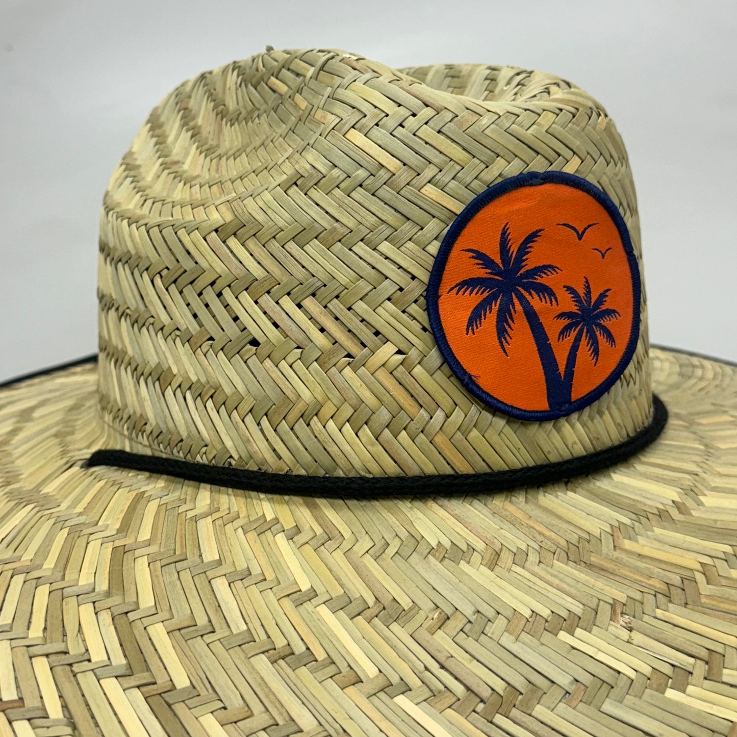 FUN FACTORY Hand Woven Straw Hat w/ Palm Tree Patch & Beach Image FF13956