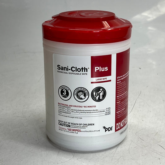 SANI CLOTH (12 PACK Of 160 Wipes) Plus Germicidal Disposable Wipes Sz Large, White Q89072 BB 01/28