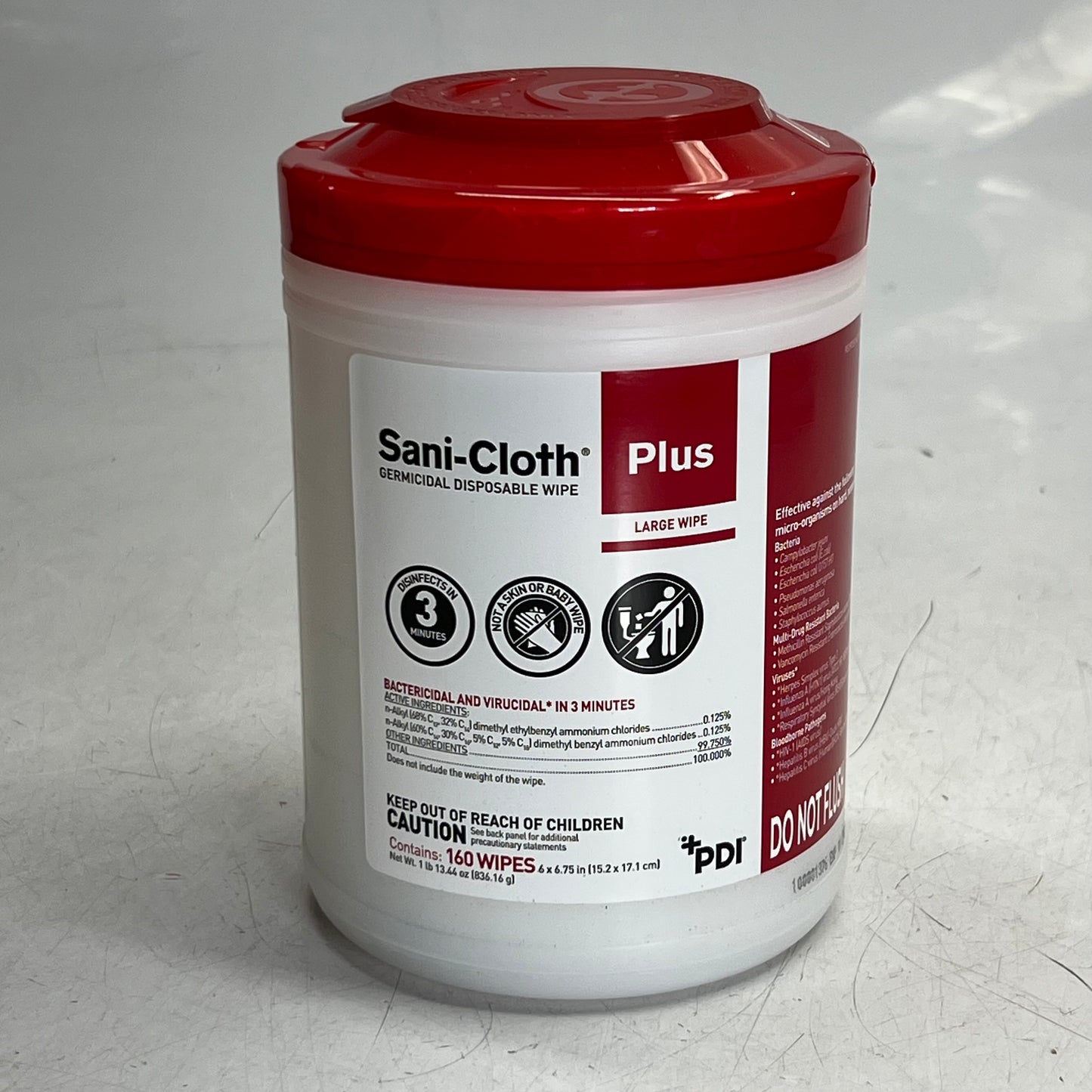 SANI CLOTH (12 PACK Of 160 Wipes) Plus Germicidal Disposable Wipes Sz Large, White Q89072 BB 01/28