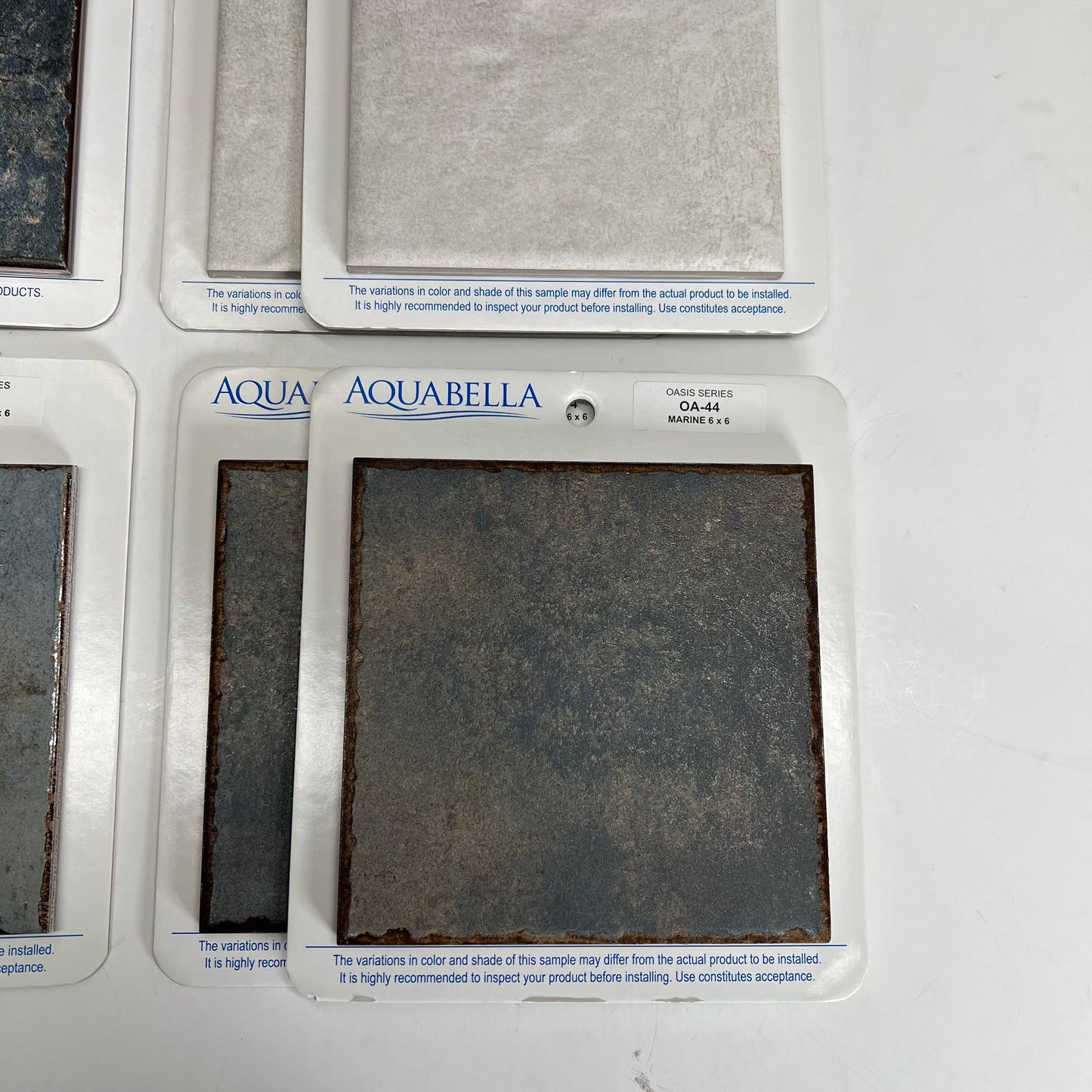 ZA@ AQUABELLA (LOT OF 12) Assorted Tiles 6"x6" Blue/White/Brown