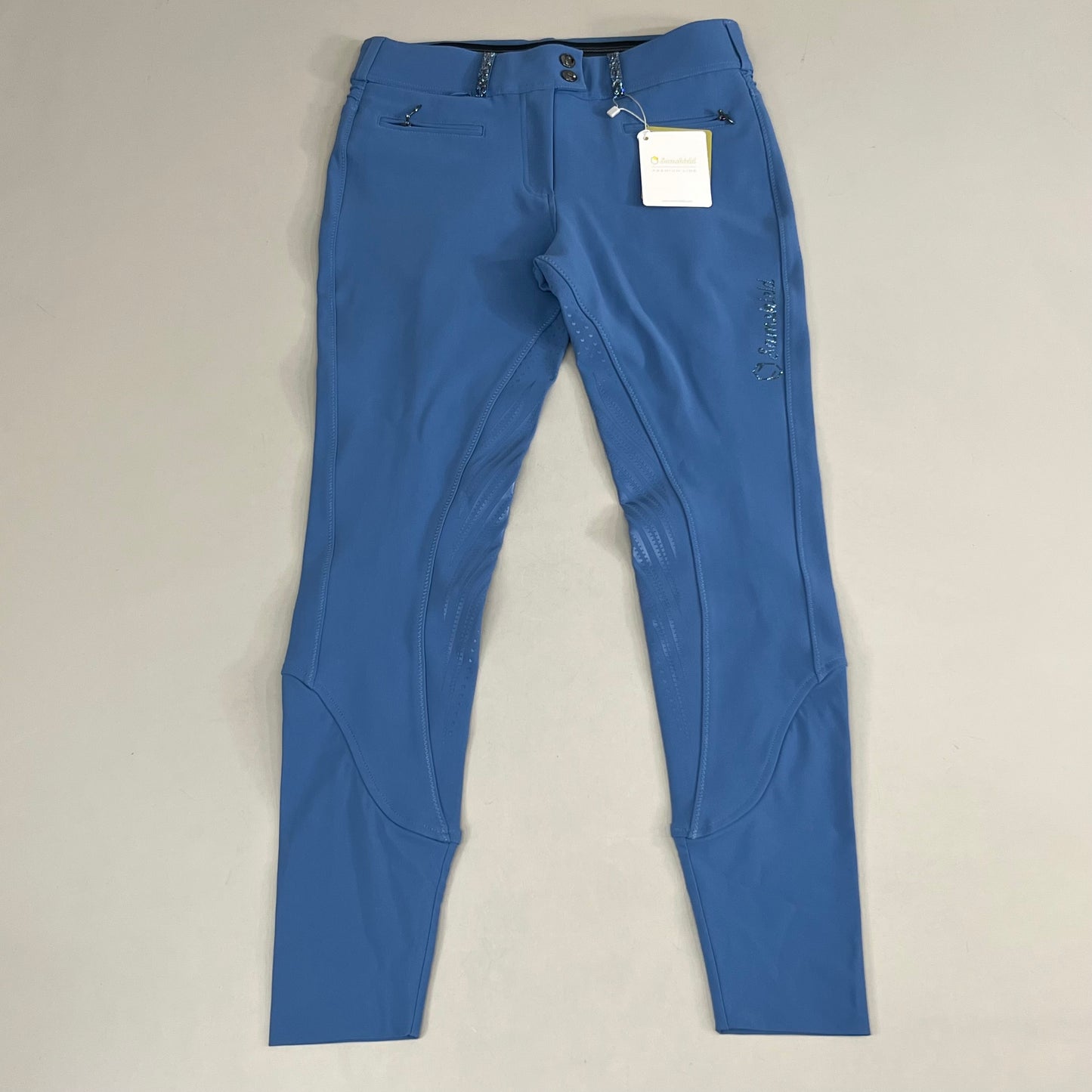 SAMSHIELD Clara Premium Equestrian Pants Women's Sz US 26, UK 8, FR 36 Washed Blue
