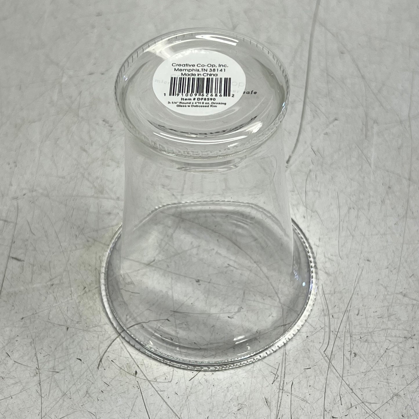 ZA@ CREATIVE CO OP (6 PACK) Drinking Glasses W/ Debossed Rim  6oz Clear DF8590