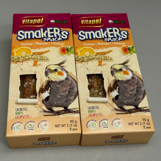 A&E CAGE COMPANY (2 Pack, 2PCS Each) Vitapol Smakers Snack Orange Flavor For Birds 3.17oz per Package