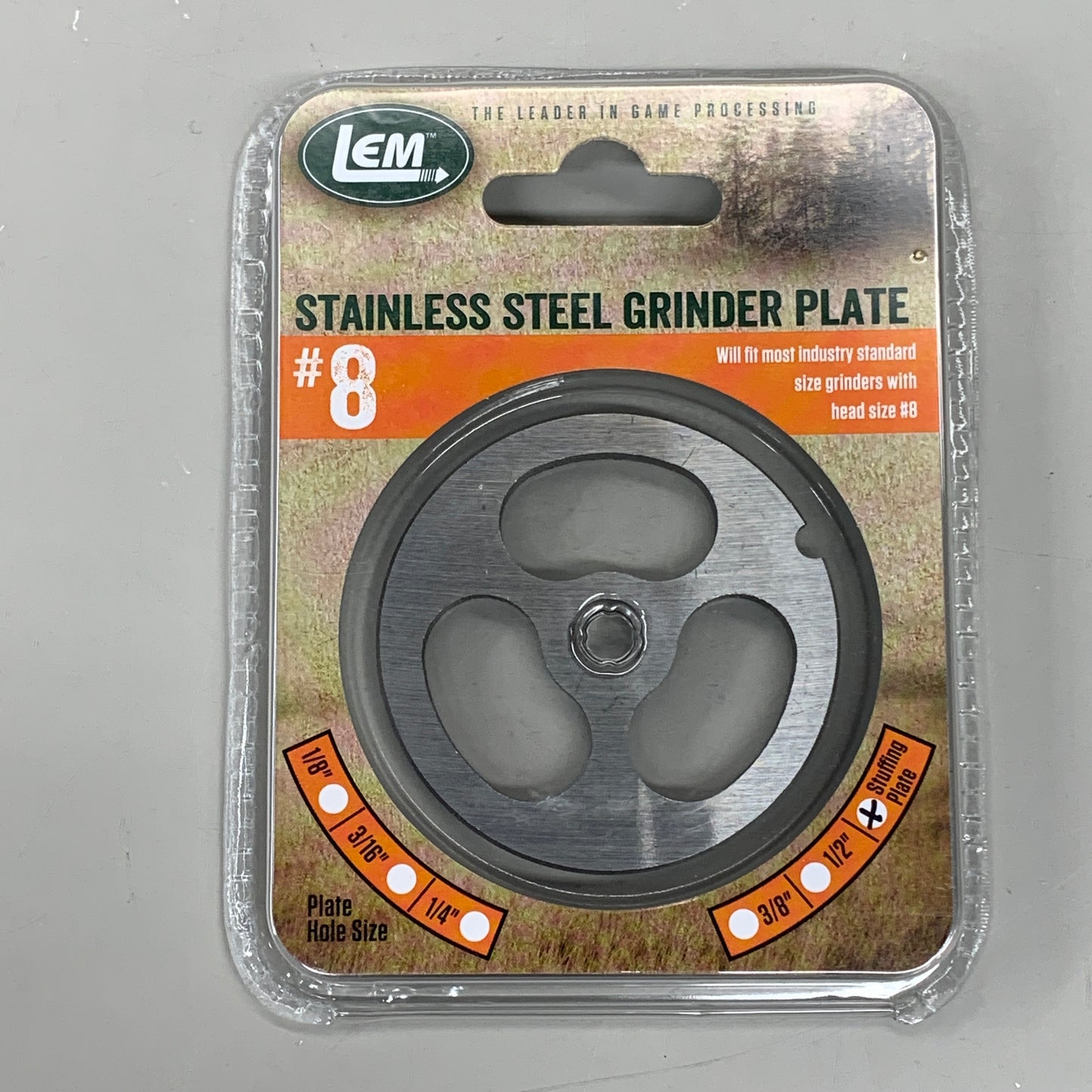 LEM Grinder Stuffing Plate #8 3 Kidney-Shaped Plate Holes 2-3/8" Diameter