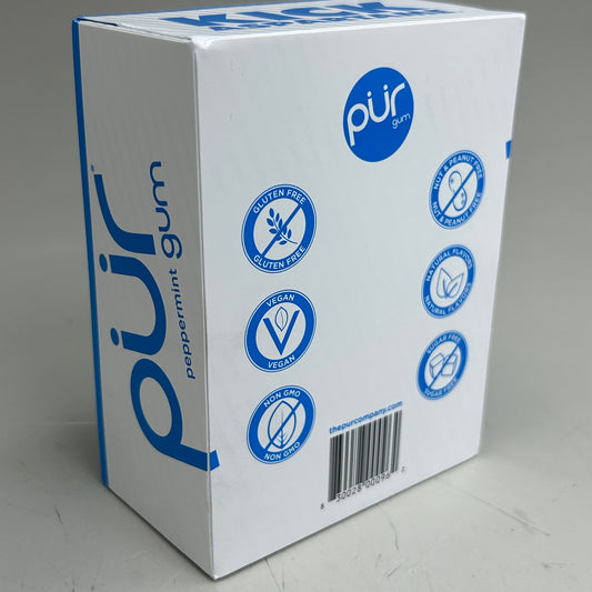 PUR (12 PACK, 9 PCS Each) Sugar Free Peppermint Aspartame Free Chewing Gum