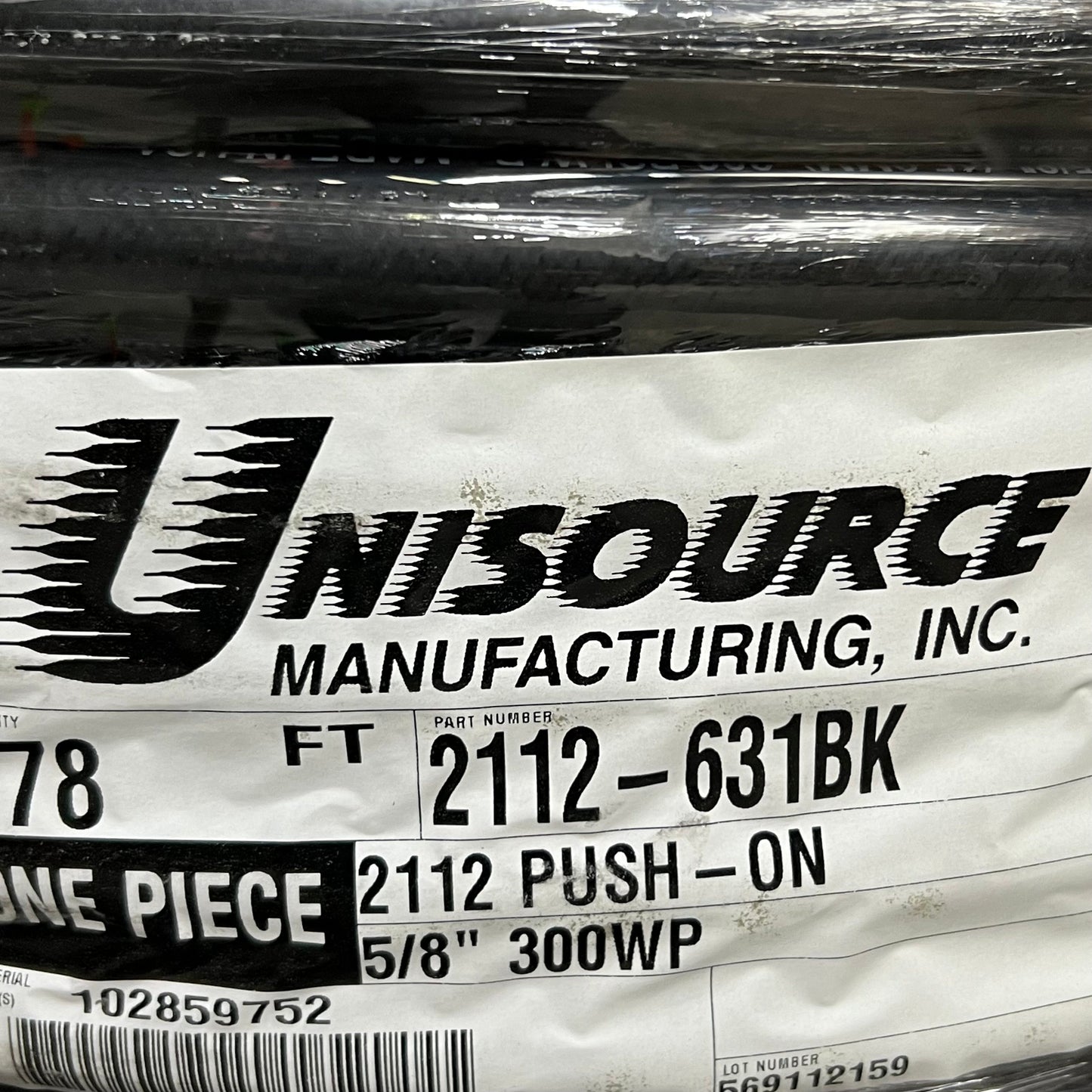 UNISOURCE Fuel/Emission Push On Rubber Hose 5/8" 300 PSI Black 678 ft. 2112-631BK