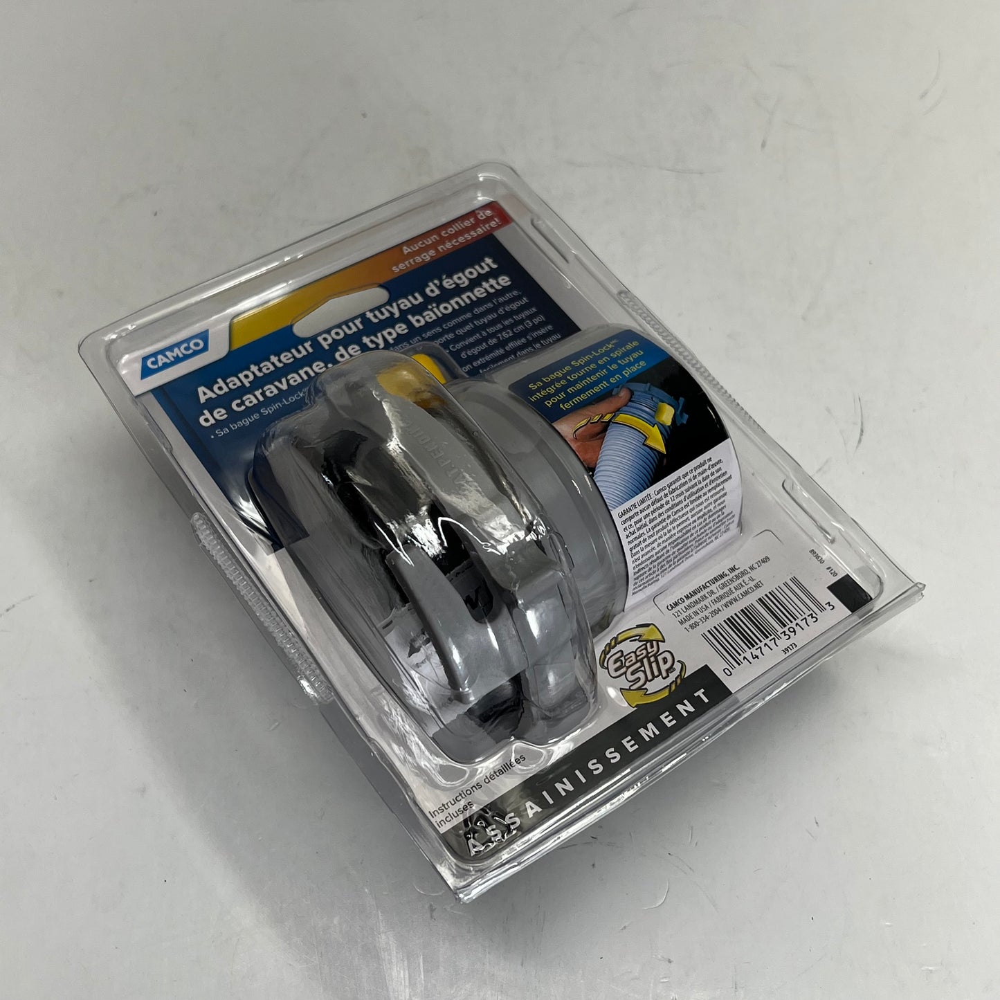 CAMCO (2 PACK) Easy Slip Straight Hose Adapter W/ Slip Lock Grey/Yellow 39173