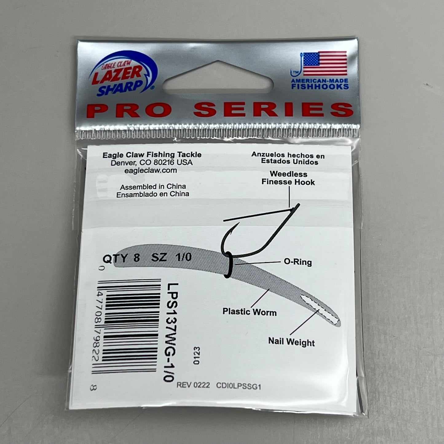 EAGLE CLAW(5 PACK)Finesse Hook/Soft Plastic Platinum Black #1/0 8pc LPS137WG-1/0