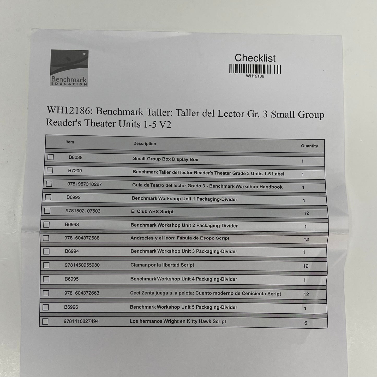 BENCHMARK Teatro Del Lector Grade 3 Small Group Readers Theater 1-5 V2  WH12186
