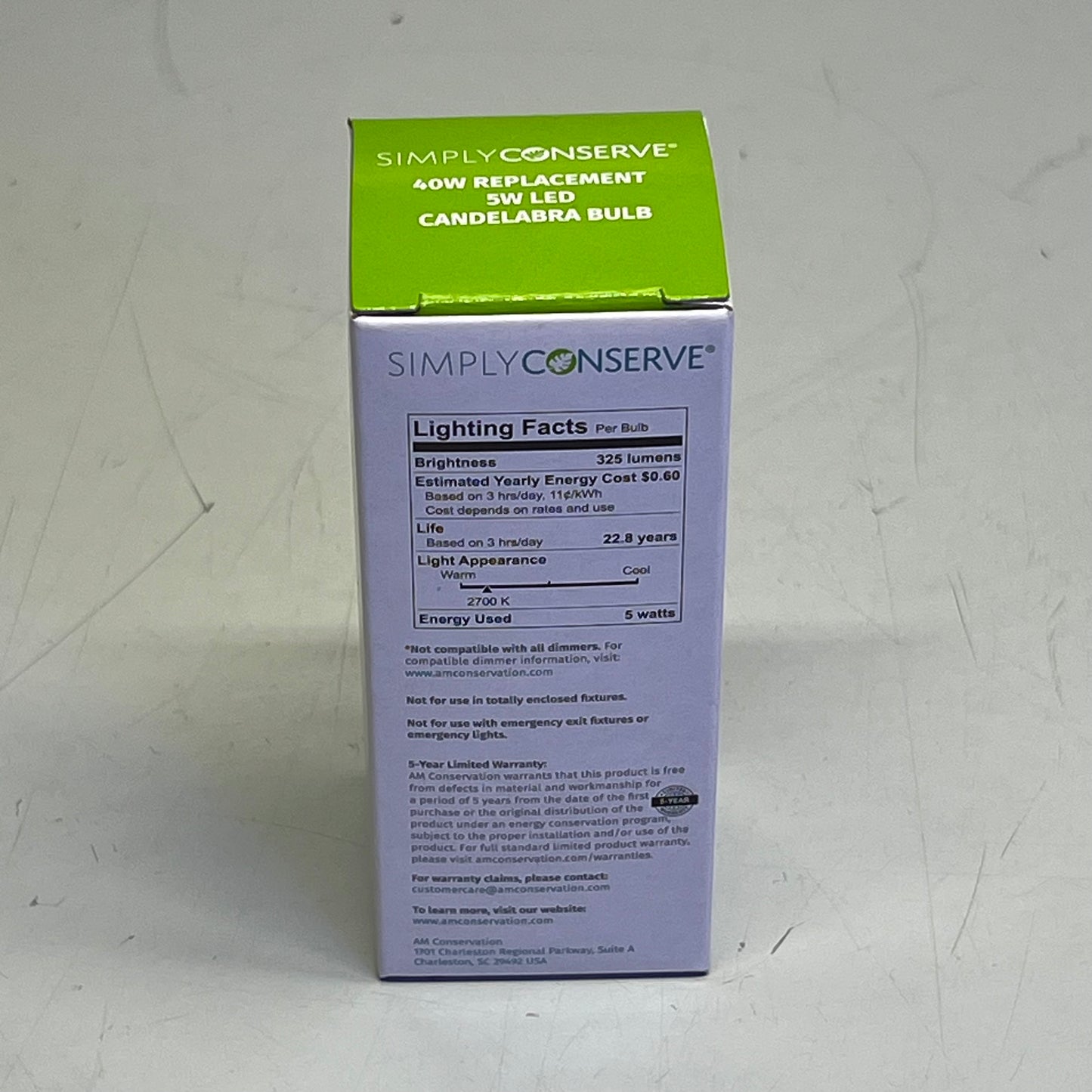 SIMPLY CONSERVE (3 PACK) LED Light Bulb Dimmable 40W Warm White L05LCDL2700K