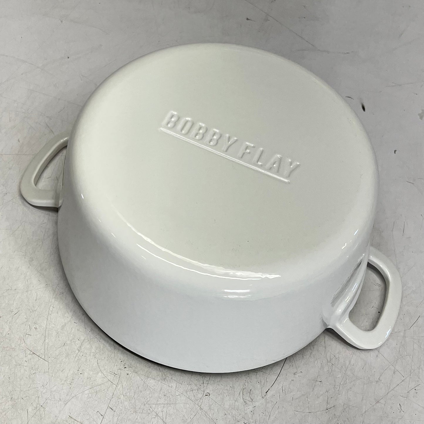 GREEN PAN  Bobby Flay Enameled Cast Iron Round Dutch Oven W/ Lid 5.5 Qt White