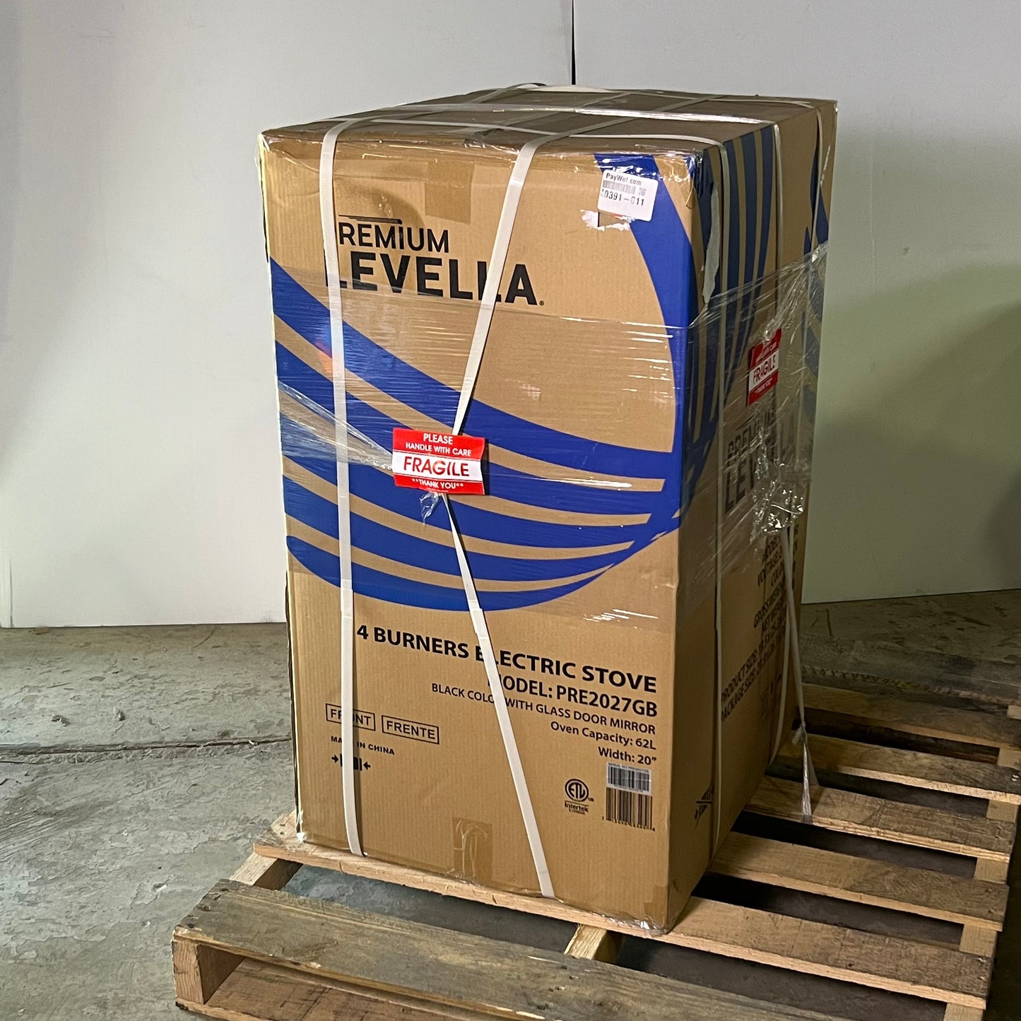 ZA@ PREMIUM LEVELLA  Freestanding Electric Range 240V PRE2027GB Sz 19.5" x 25.2" x 39.3" Black (New)