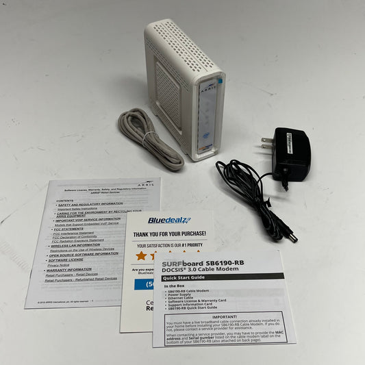 ARRIS Refurbished Unit Docsis 3.0 Surfboard Modem  1.4 GPBS White SB6190-RB