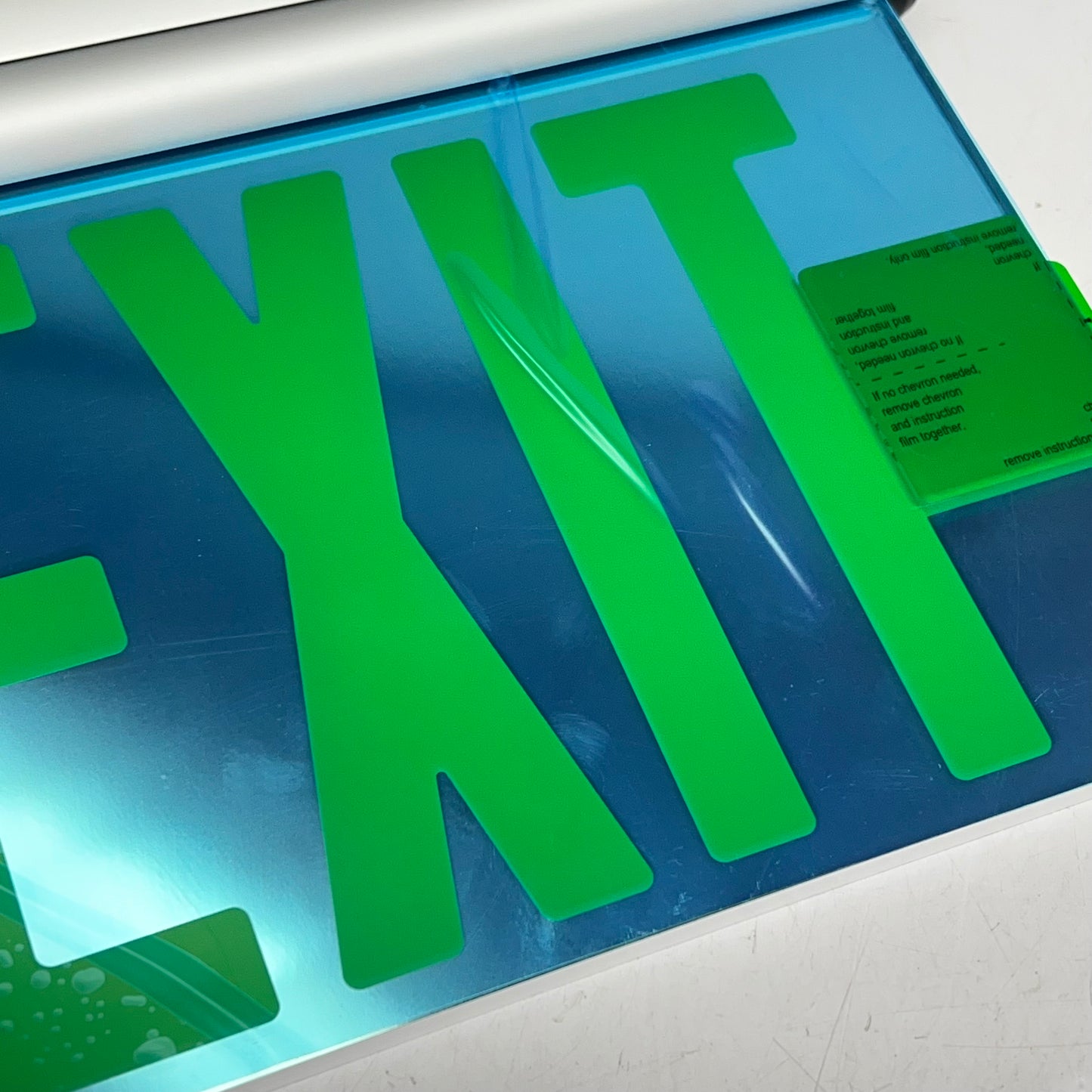 Edge-lit Acrylic Exit Sign & Mounting Hardware 9 5/8x12 x 2" Green/Mirror H-8562