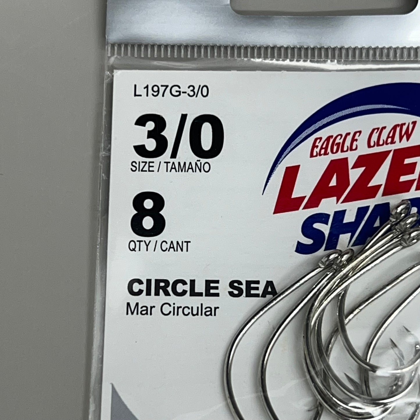 EAGLE CLAW (5 PACK) Circle Sea Freshwater & Saltwater Chrome #3/0 8pc L197G-3/0