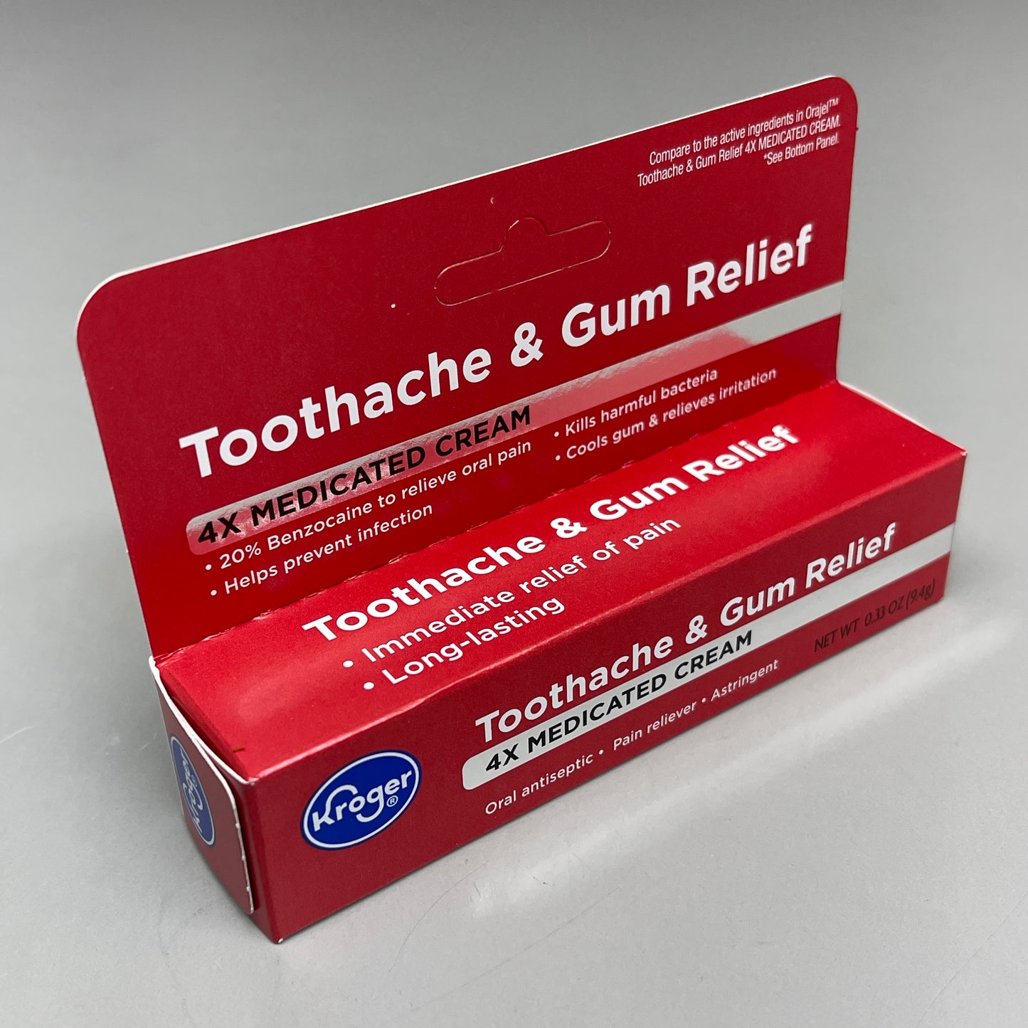 KROGER (2 PACK) Toothache & Gum Relief 4X Medicated Cream 0.33oz BB 04/26