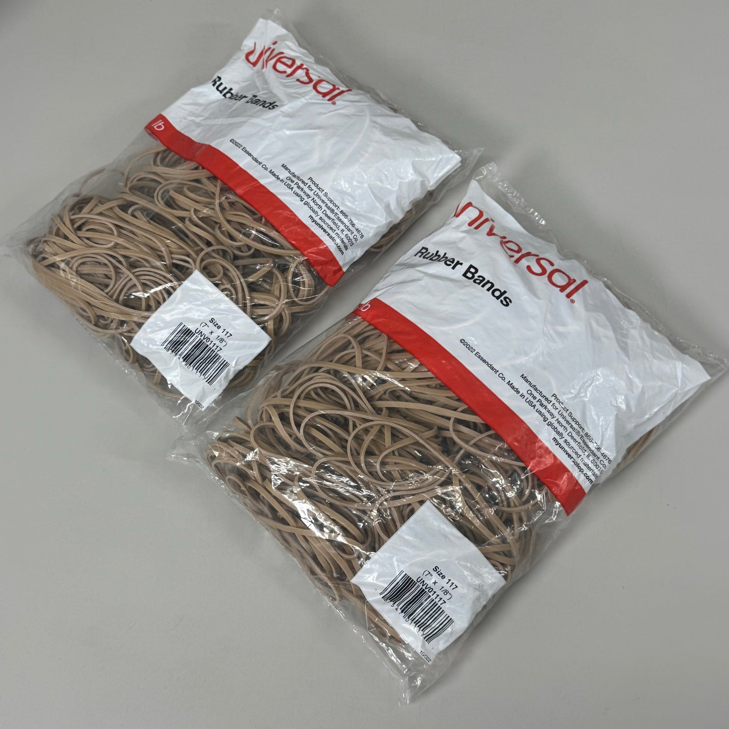 ZA@ UNIVERSAL (2 BAGS, 2 POUNDS) Rubber Bands Stretch Wrap Size 117 7" x 1/8" Beige (Copy)