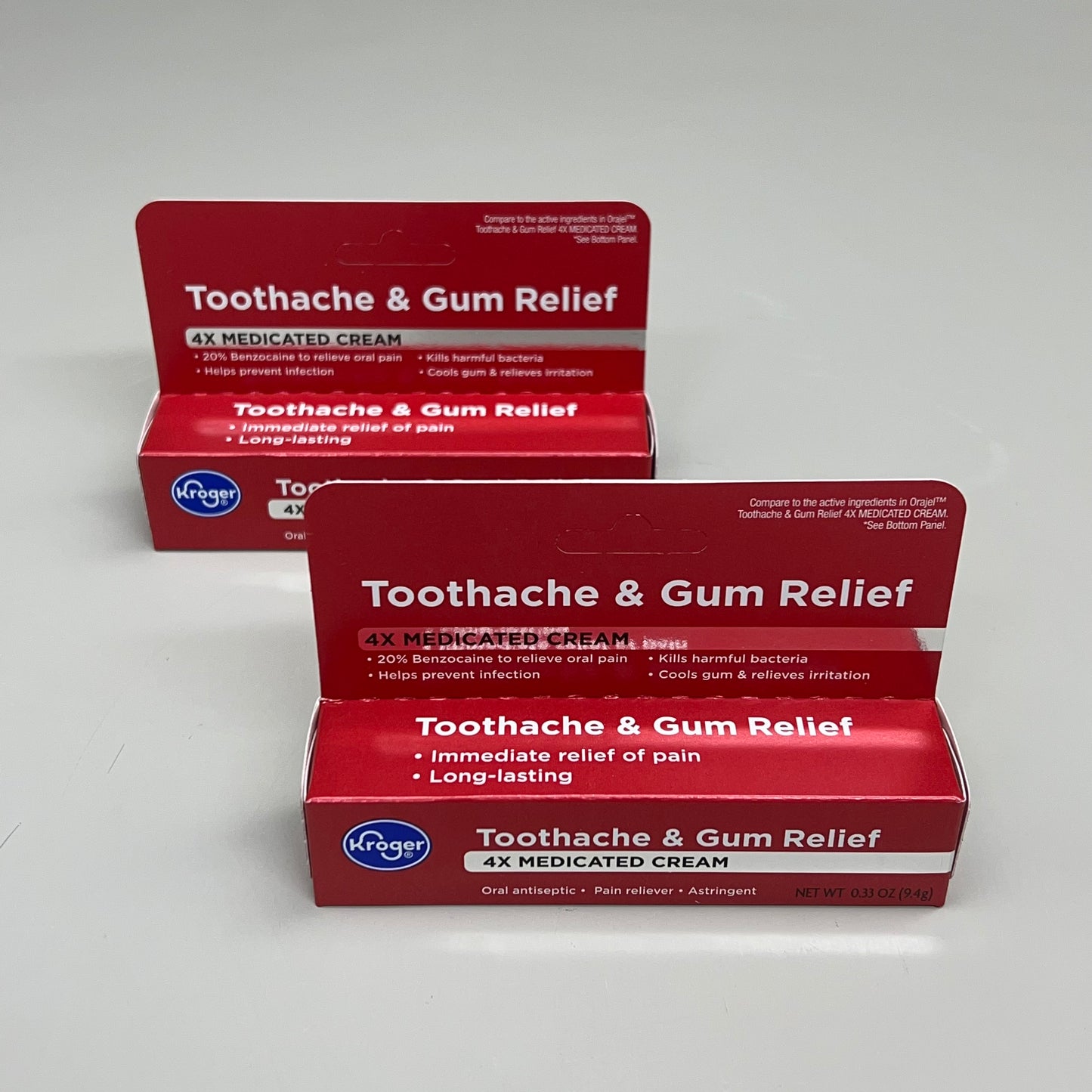 KROGER (2 PACK) Toothache & Gum Relief 4X Medicated Cream 0.33oz BB 04/26