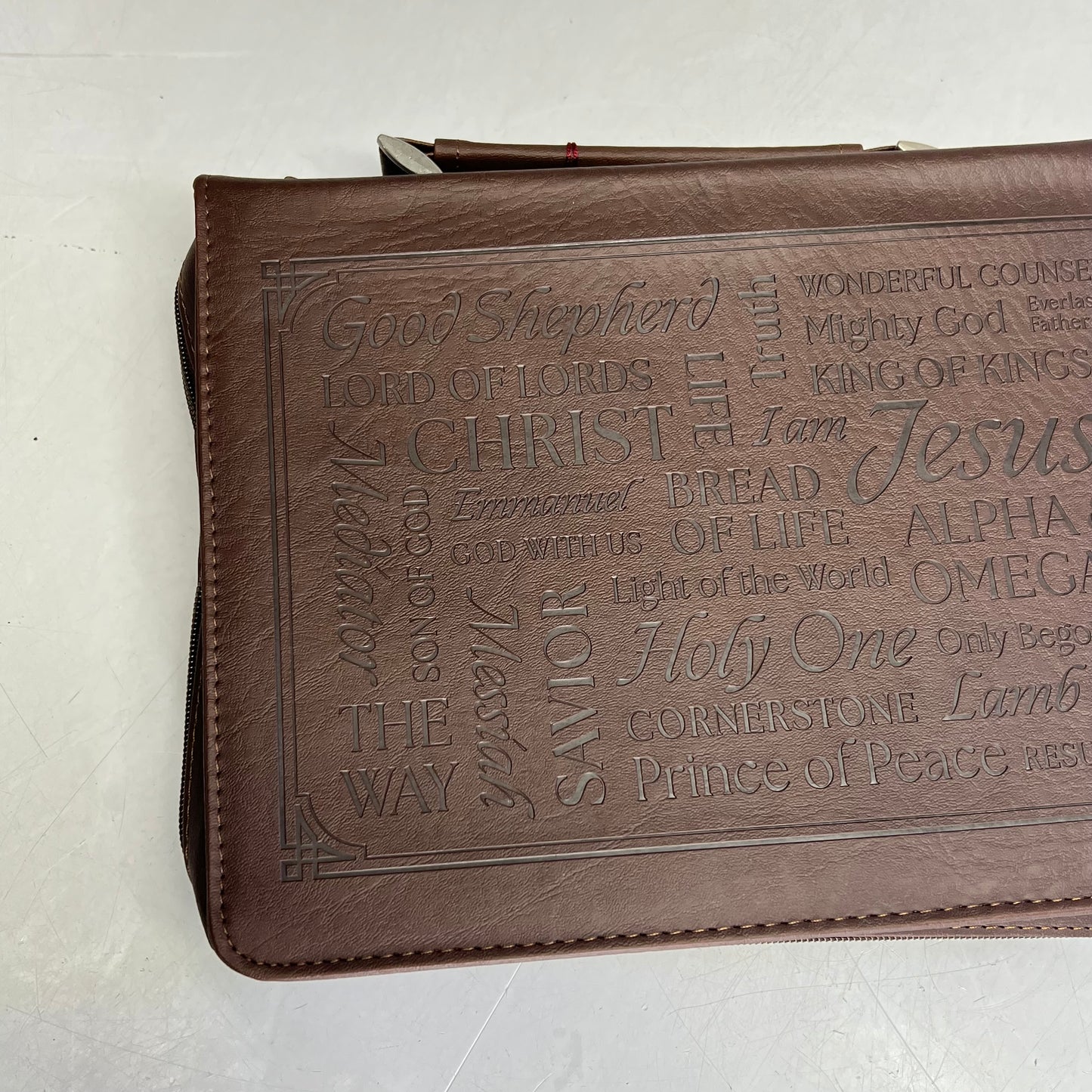 CHRISTIAN ART GIFTS Isaiah 9:6 Faux Leather Classic Bible Cover 8"x11" Walnut