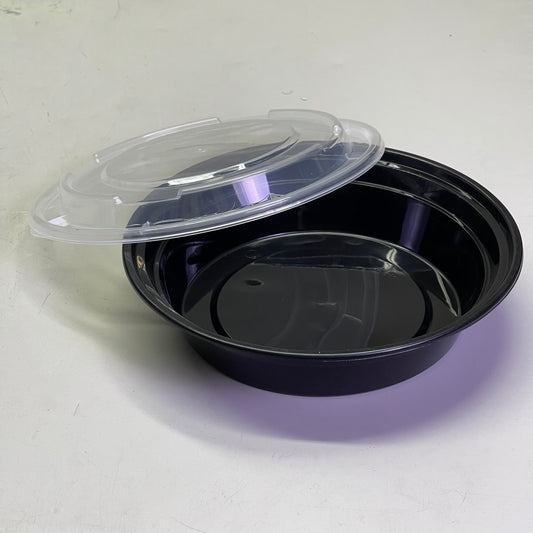 FINELINE (150 PACK) Round Container, Reform Collection 24 Oz Black & Clear 17CPRB24