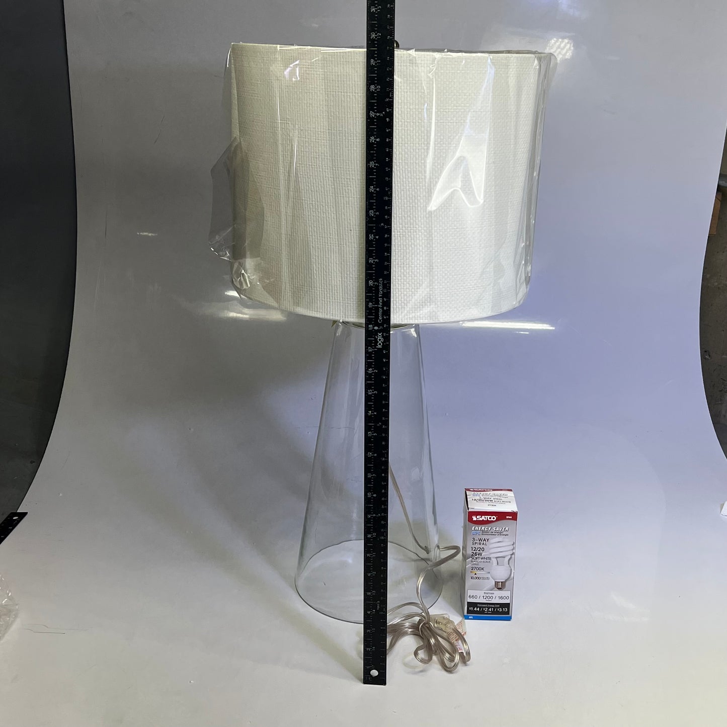 KENROY HOME Boda Clear Glass Table Lamp Home Decor 29" White Shade 32062CL