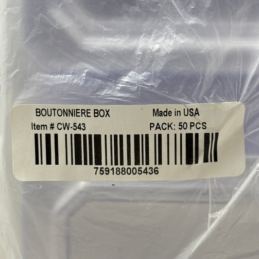 Boutonniere & Corsage Clear Plastic Box (50 Count) 4" x 3" x 3"