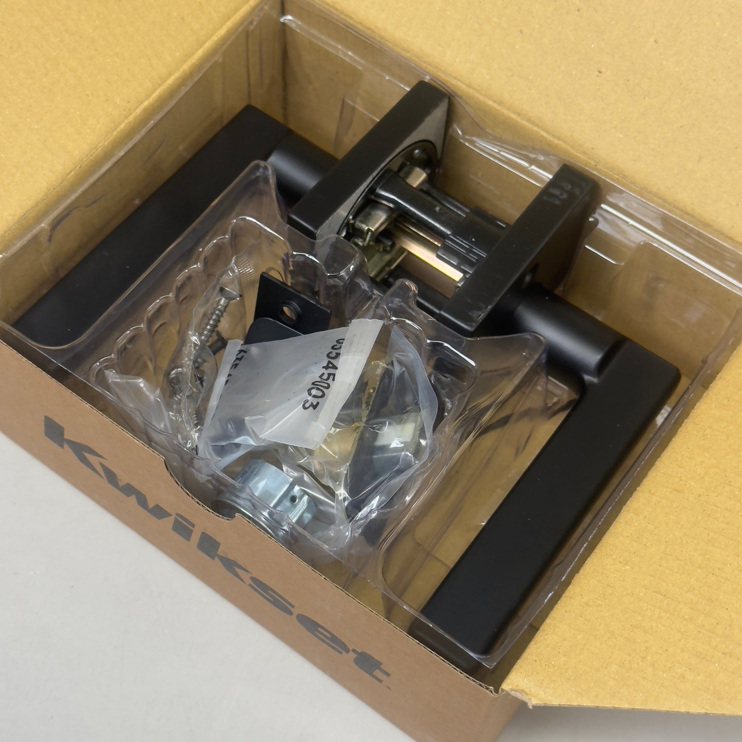 KWIKSET Halifax Passage Door Lever, Square Rose Matte Black 97200-871
