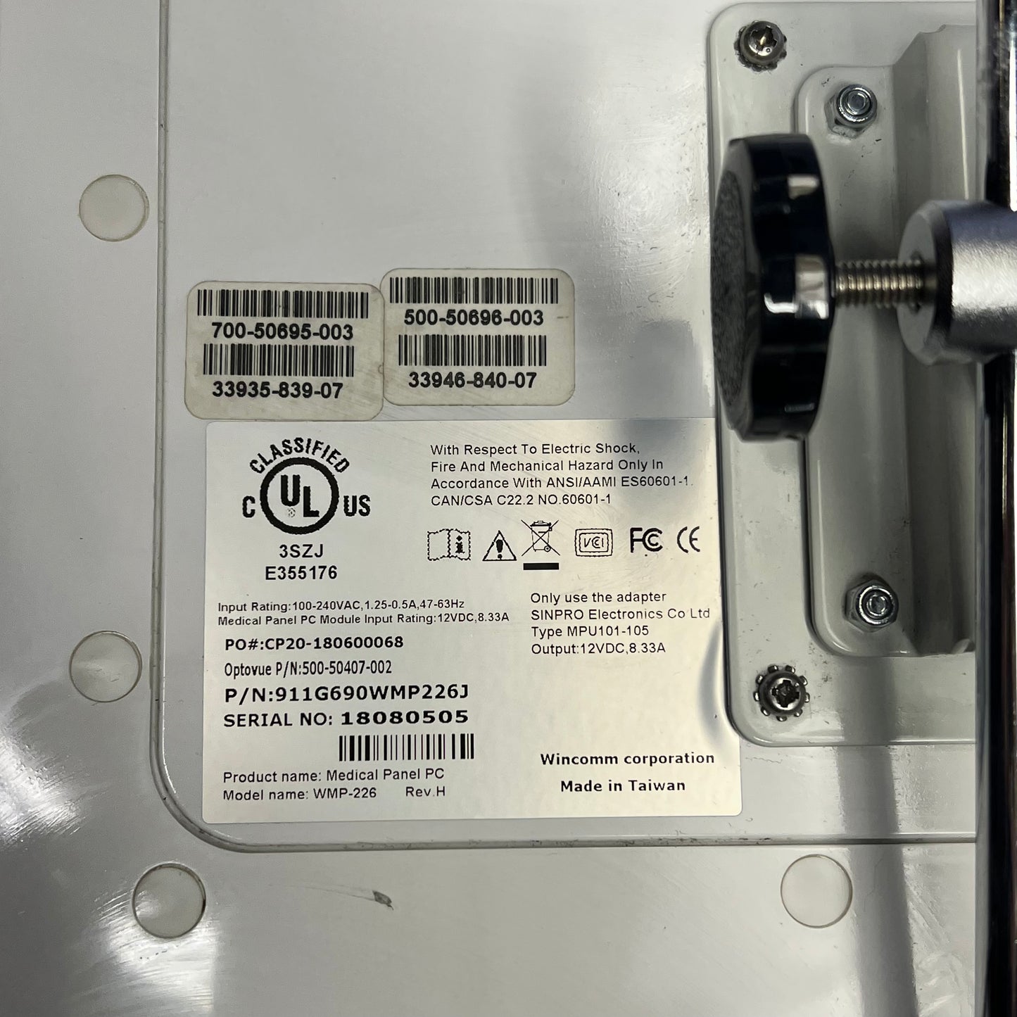 OPTOVUE Optical Medical Panel PC Module Input 12VDC 8.33A White 911G690WMP226J