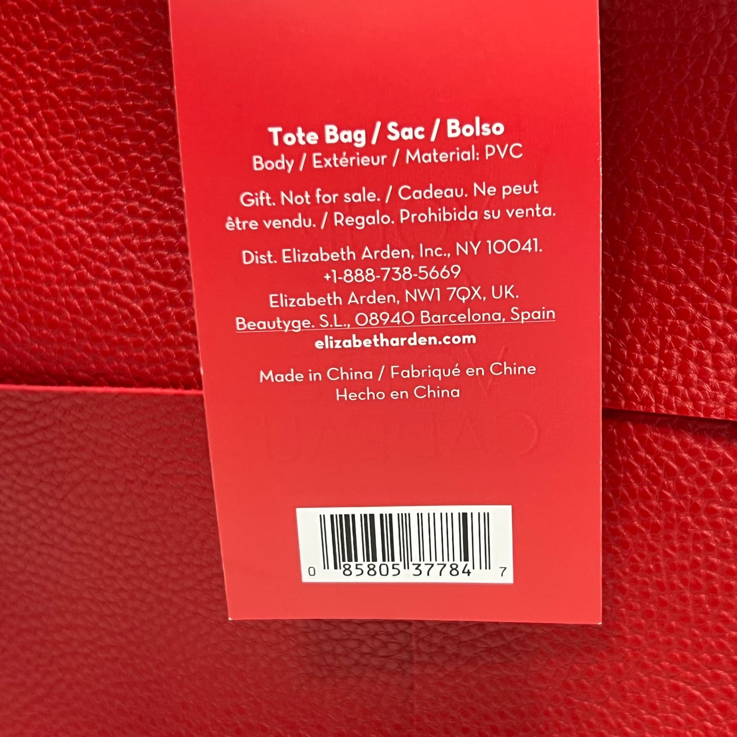ELIZABETH ARDEN Fragrance Tote Bag Pvc 10"x20" Red A0136689