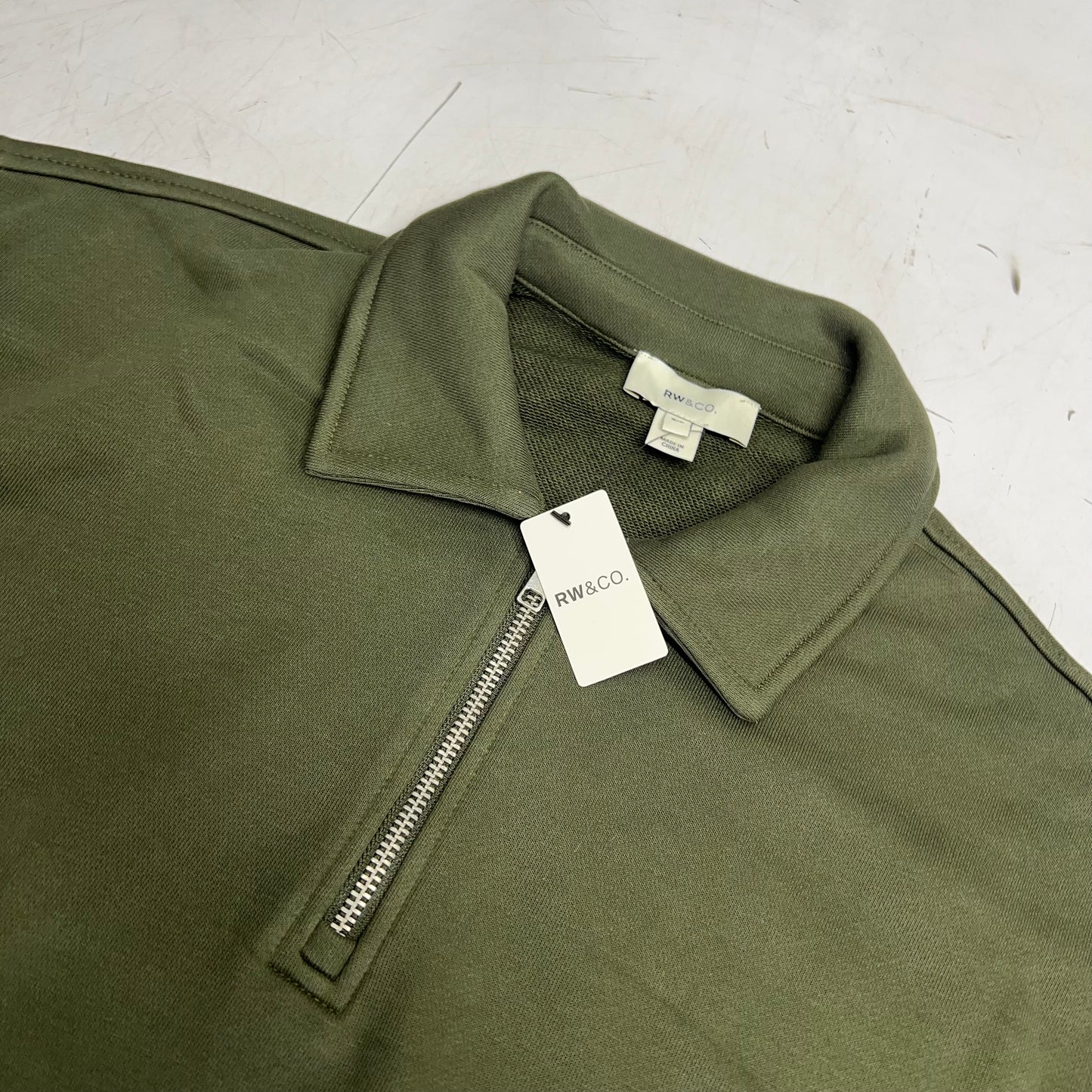 RW & CO Long-sleeve Quarter-zip Polo Sweater Men's Sz S Forest Green 492388