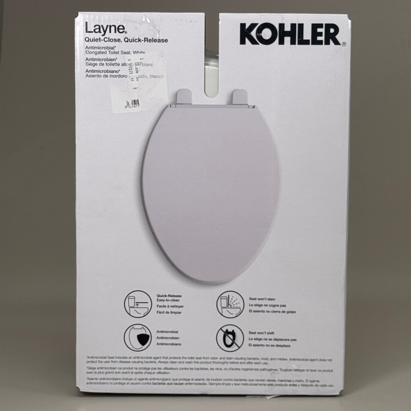 KOHLER Layne Quiet-Close Elongated Toilet Seat w/ Antimicrobial K-R35819-A-0