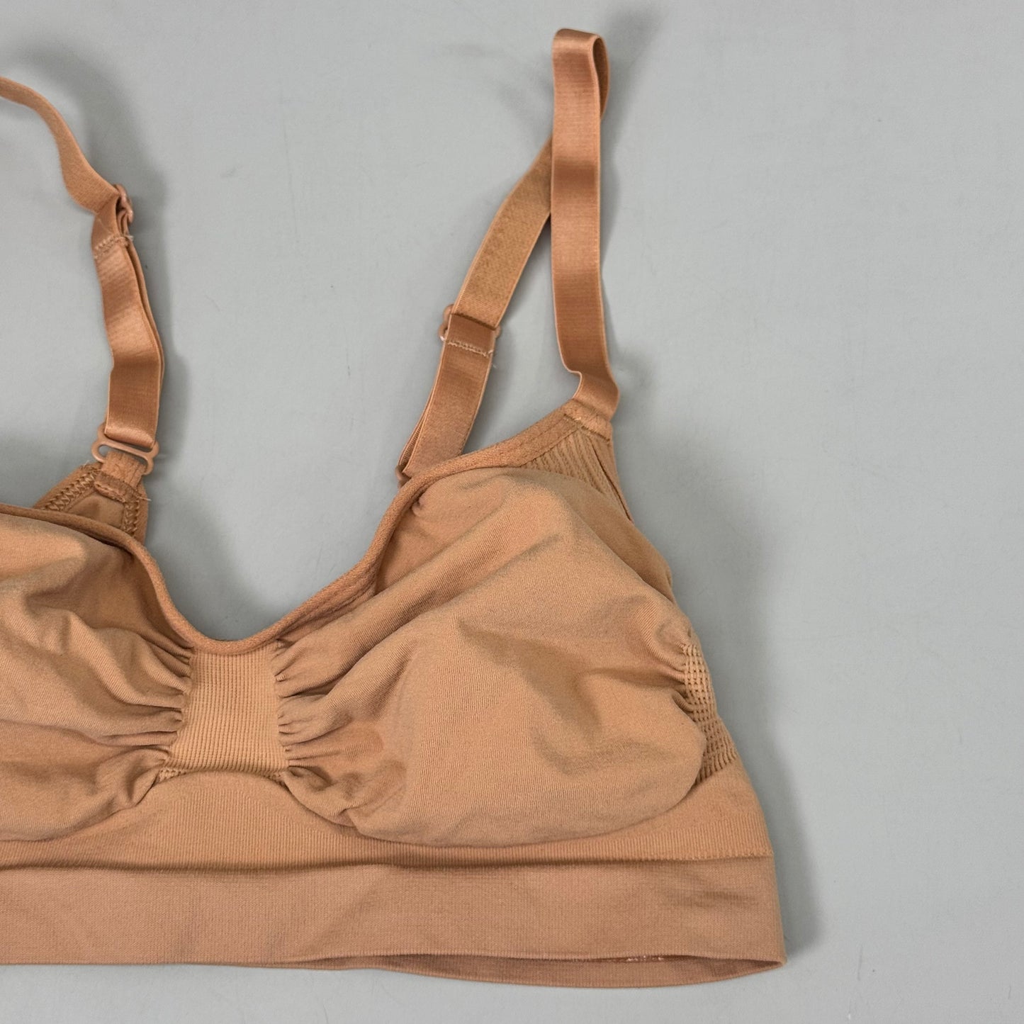 SKIMS Strong Support Seamless Bralette Pique Stitching Women's Sz L/XL Bronze