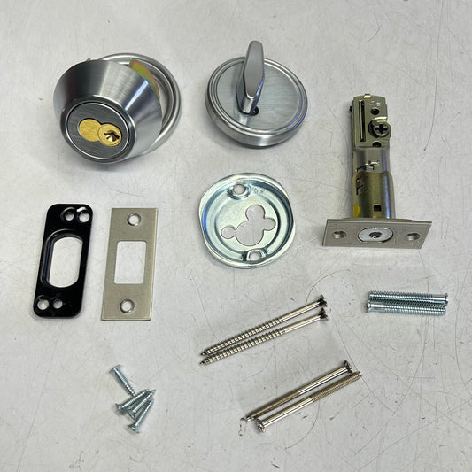 PAMEX Single Cylinder Deadbolt Fd2Series Solid Brass Cylinder Satin Chrome FDPSA